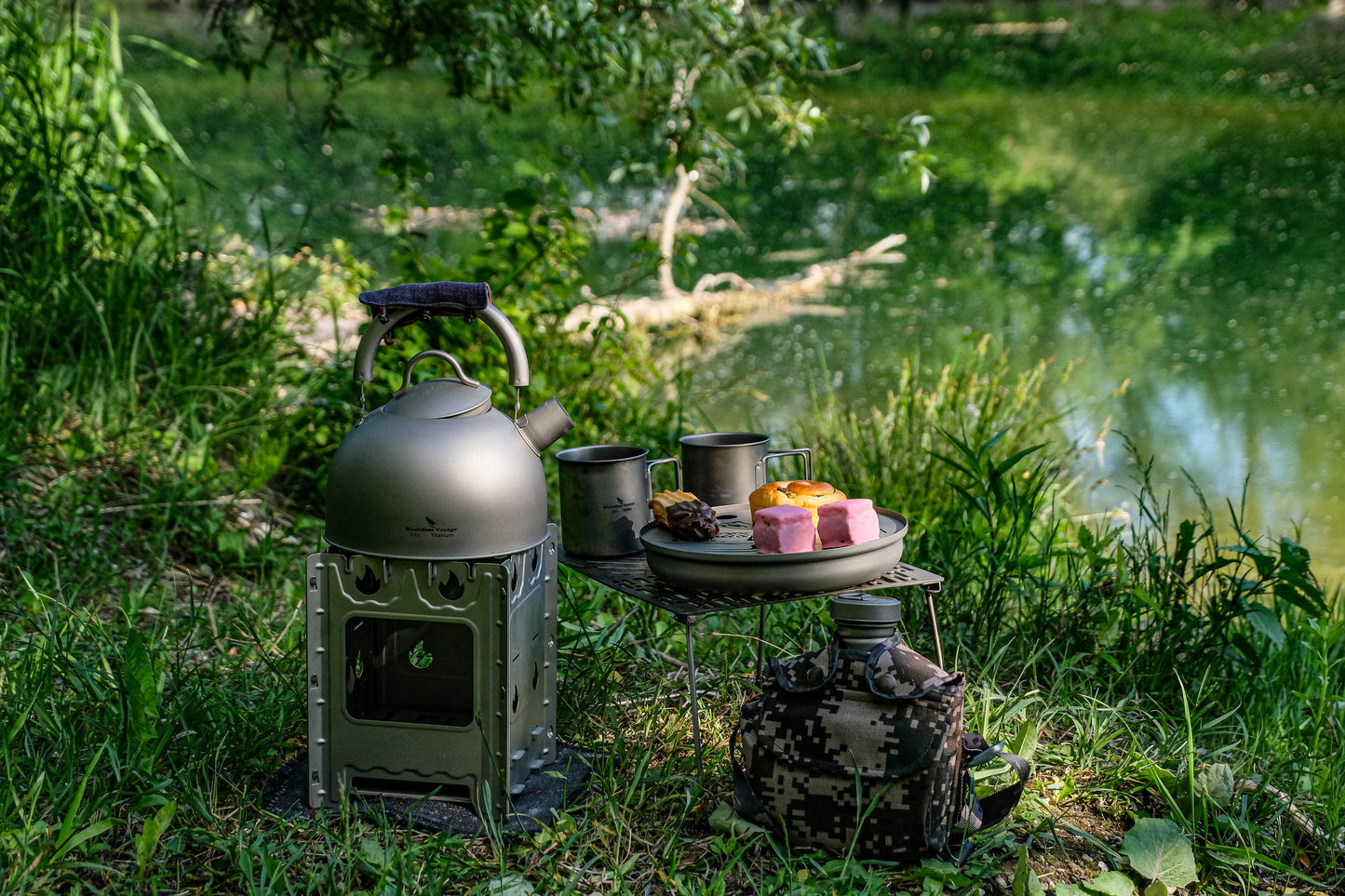 Boundless Voyage 2L Titanium Tea Kettle with Whistle, Stovetop Camping Kettle for Hiking Outdoor Home Kitchen Ti3097D