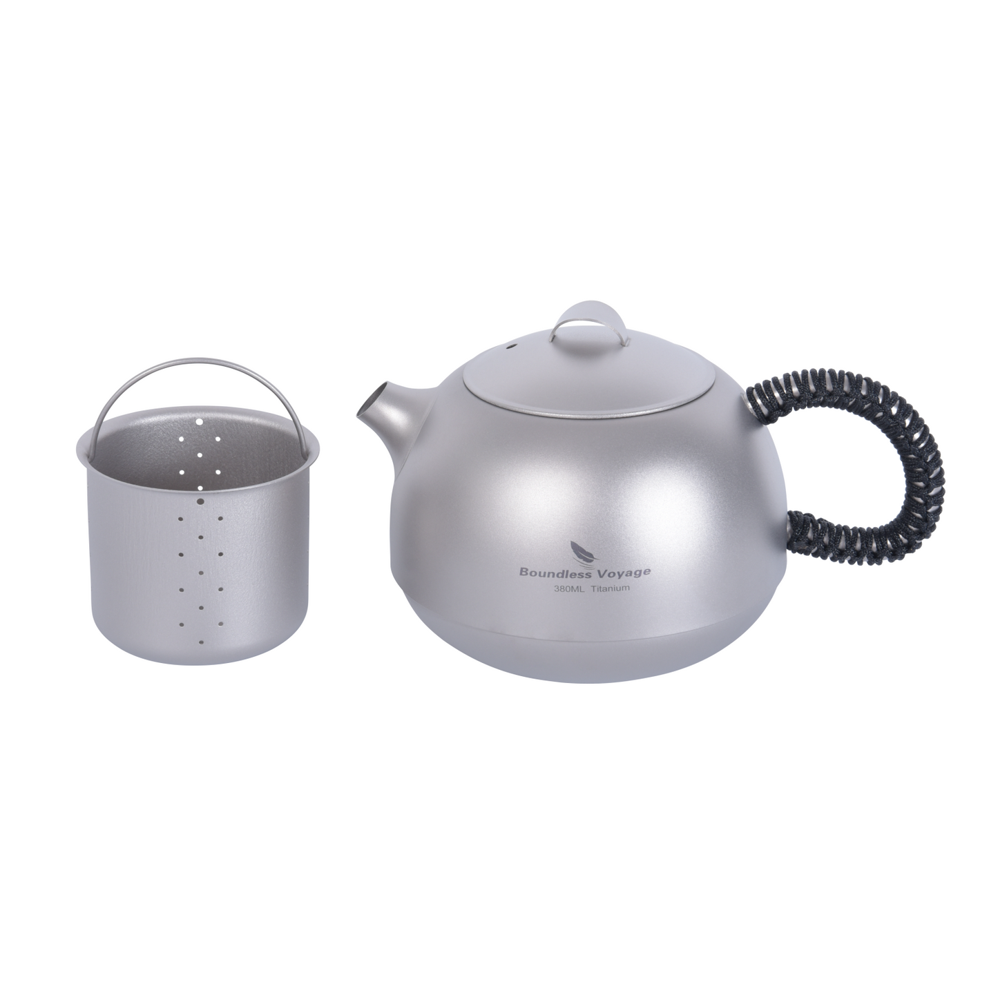 Boundless Voyage 380ml Titanium Teapot with Removable Filter, Ultralight Portable Tea Kettle for Camping Travel Home Ti3108D