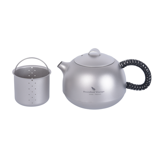 Boundless Voyage 380ml Titanium Teapot with Removable Filter, Ultralight Portable Ti‑Teapot for Outdoor Camping, Travel and Home Daily Brewing Ti3108D