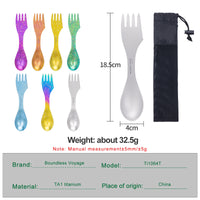 Boundless Voyage Titanium Spork 3-in-1 Fork, Spoon, Knife Cutlery Combo Ultra Lightweight Camping Utensil Ti1064T
