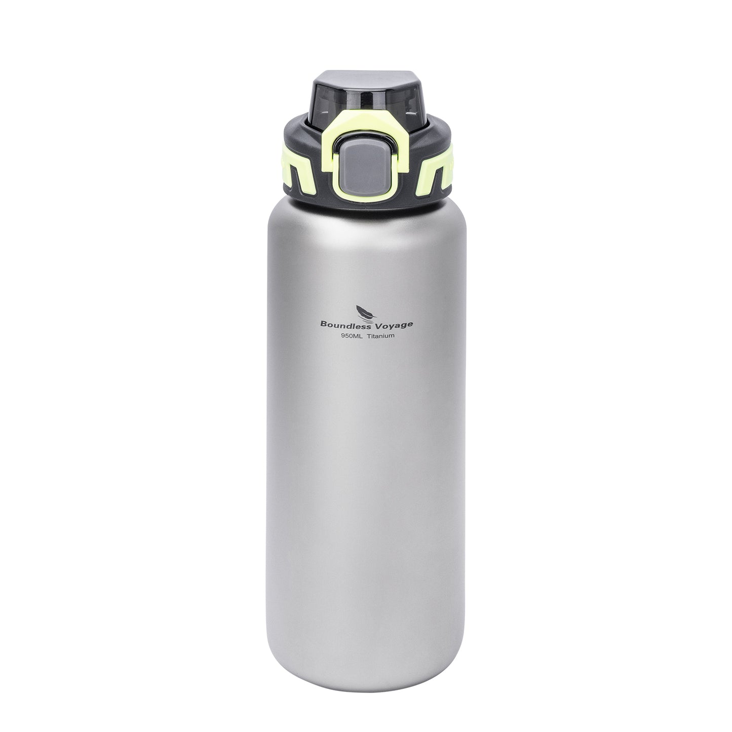 Boundless Voyage 950ml Titanium Water Bottle with Dual Lids, Wide Mouth Single-Wall Canteen for Hiking Camping Sport Ti3018D
