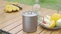 Boundless Voyage750ml Single Wall Titanium Cup with Lid | Ultralight Portable Camping Mug Pot for Tea Coffee EDC Hiking Ti3037D