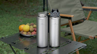 Boundless Voyage Pure Titanium Water Bottle 1200ml Dual Lids Flip Top & Screw Cap Ultralight Leakproof for Camping Hiking Gym Travel Ti3019D