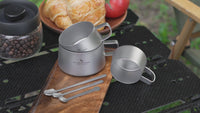 Boundless Voyage Titanium Double Wall Coffee Cup 200ml with Stirring Spoon Mini Tea Mug Espresso Cup Outdoor Camping Travel Ultralight Durable Portable Drinkware Ti3088C+Ti1134T