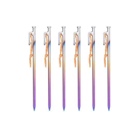 Boundless Voyage 6Pcs Titanium Alloy Tent Stakes | Multi-Size Portable Tent Peg Nails 24cm/30cm/35cm/40cm, Heavy Duty Outdoor Gear for Camping, Picnic, Hiking & Backpacking Ti4016P
