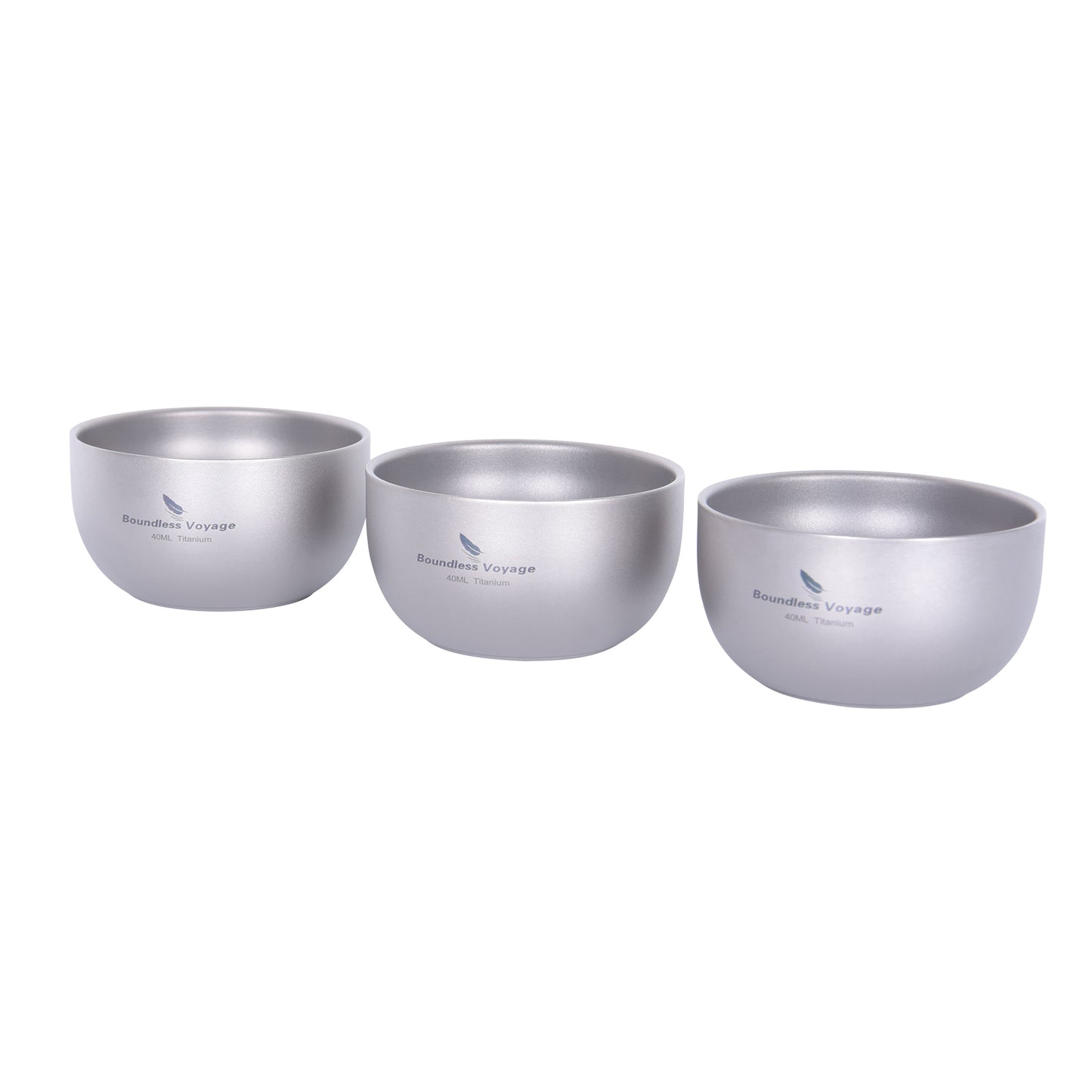 Boundless Voyage 40ml Sandblasted Matte Finish Double-Wall Titanium Sake Cup & Kung Fu Tea Cup, Portable Mini Mug for Camping, Picnic & Daily Home Use Ti3204D