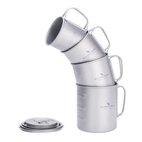 Boundless Voyage 300ml Single Wall Titanium Cup with Lid | Ultralight Portable Camping Mug for Tea Coffee EDC Hiking Ti3034D