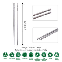 Boundless Voyage 23cm Pure Titanium Round Chopsticks | Ultralight Reusable Cutlery for Home Camping Travel Outdoor Dining Ti1002T