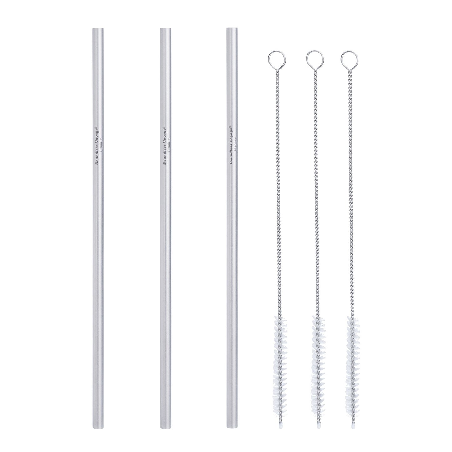 Boundless Voyage Reusable Titanium Straws, Straight Drinking Straw Kit with Cleaning Brush & Storage Bag, Non-Disposable Eco-Friendly Drinkware for Home Travel Camping Ti1016T