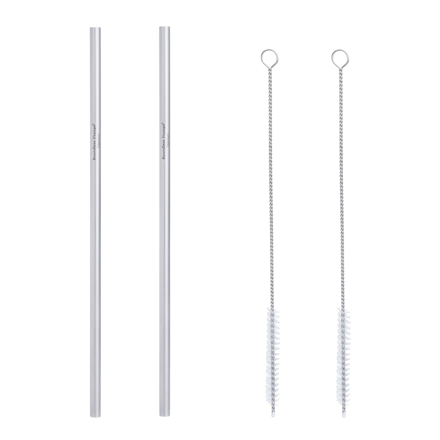 Boundless Voyage Reusable Titanium Straws, Straight Drinking Straw Kit with Cleaning Brush & Storage Bag, Non-Disposable Eco-Friendly Drinkware for Home Travel Camping Ti1016T