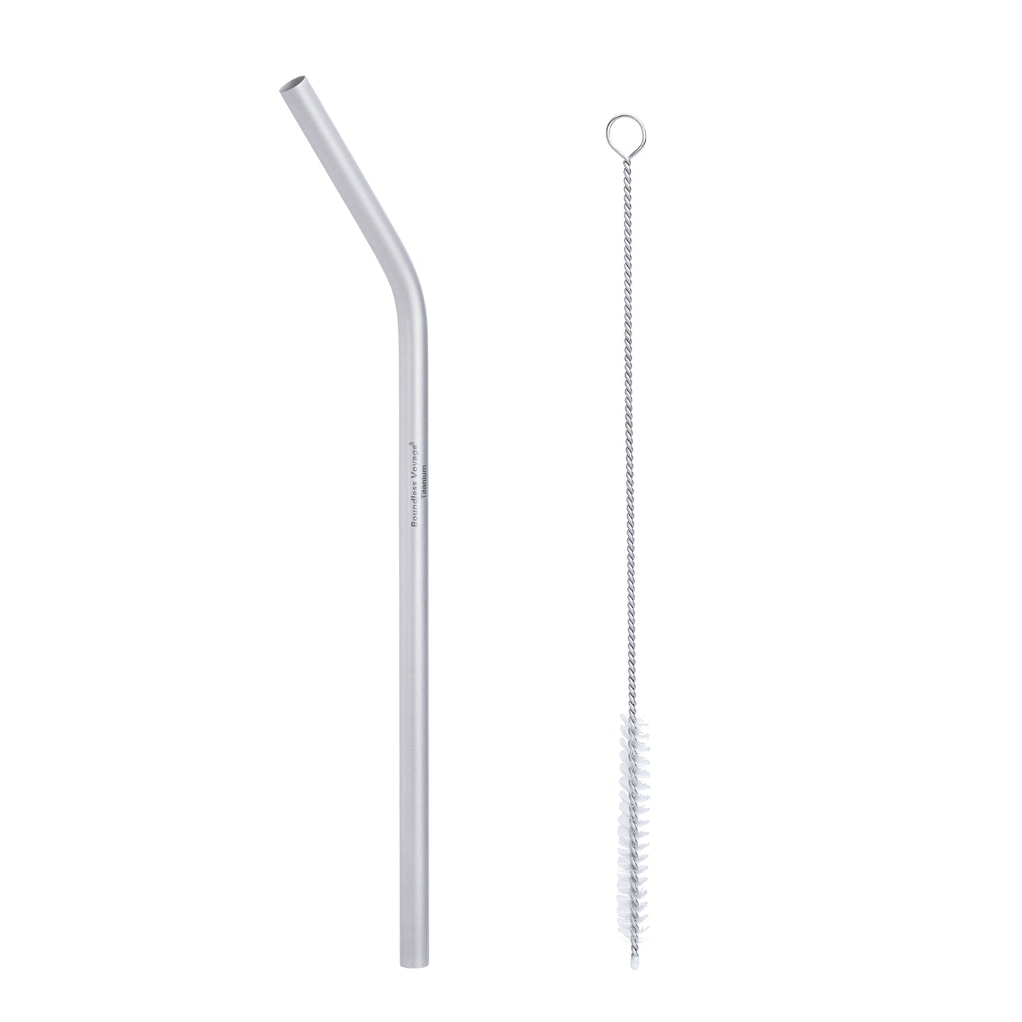 Boundless Voyage Reusable TA1 Titanium Straws, Curved Metal Drinking Straw Kit with Cleaning Brush & Storage Bag, Non-Disposable Eco-Friendly Drinkware for Home Travel Camping Ti1017T
