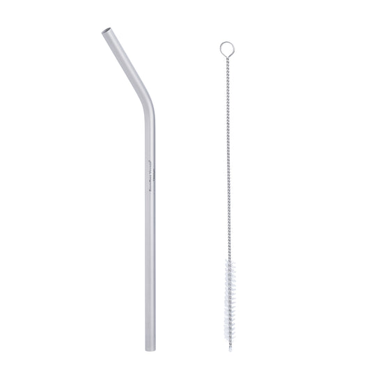 Boundless Voyage Reusable TA1 Titanium Straws, Curved Metal Drinking Straw Kit with Cleaning Brush & Storage Bag, Non-Disposable Eco-Friendly Drinkware for Home Travel Camping Ti1017T