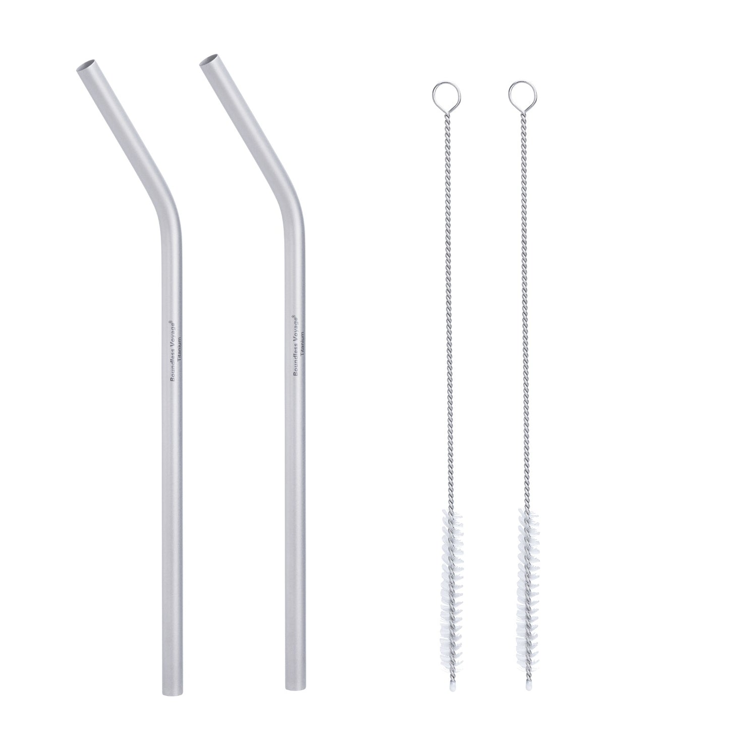 Boundless Voyage Reusable TA1 Titanium Straws, Curved Metal Drinking Straw Kit with Cleaning Brush & Storage Bag, Non-Disposable Eco-Friendly Drinkware for Home Travel Camping Ti1017T