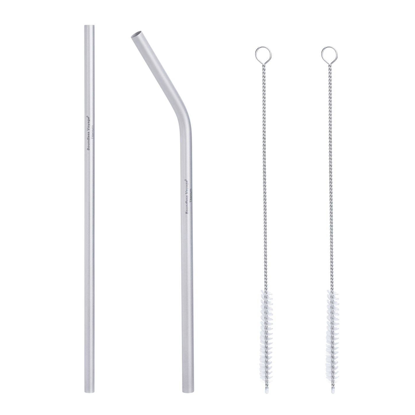 Boundless Voyage Reusable Titanium Straws, Straight & Curved Metal Drinking Straw Kit with Cleaning Brush & Storage Bag, Non-Disposable Eco-Friendly Drinkware for Home Travel Camping Ti1018T