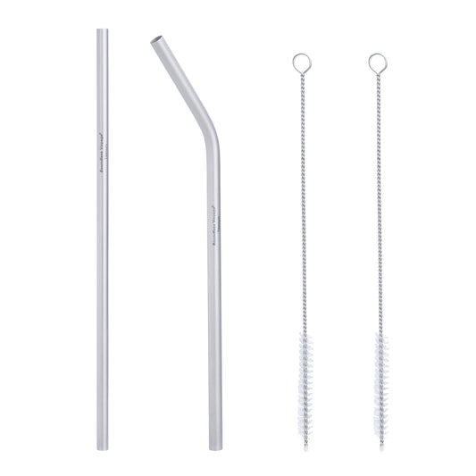Boundless Voyage Reusable Titanium Straws, Straight & Curved Metal Drinking Straw Kit with Cleaning Brush & Storage Bag, Non-Disposable Eco-Friendly Drinkware for Home Travel Camping Ti1018T