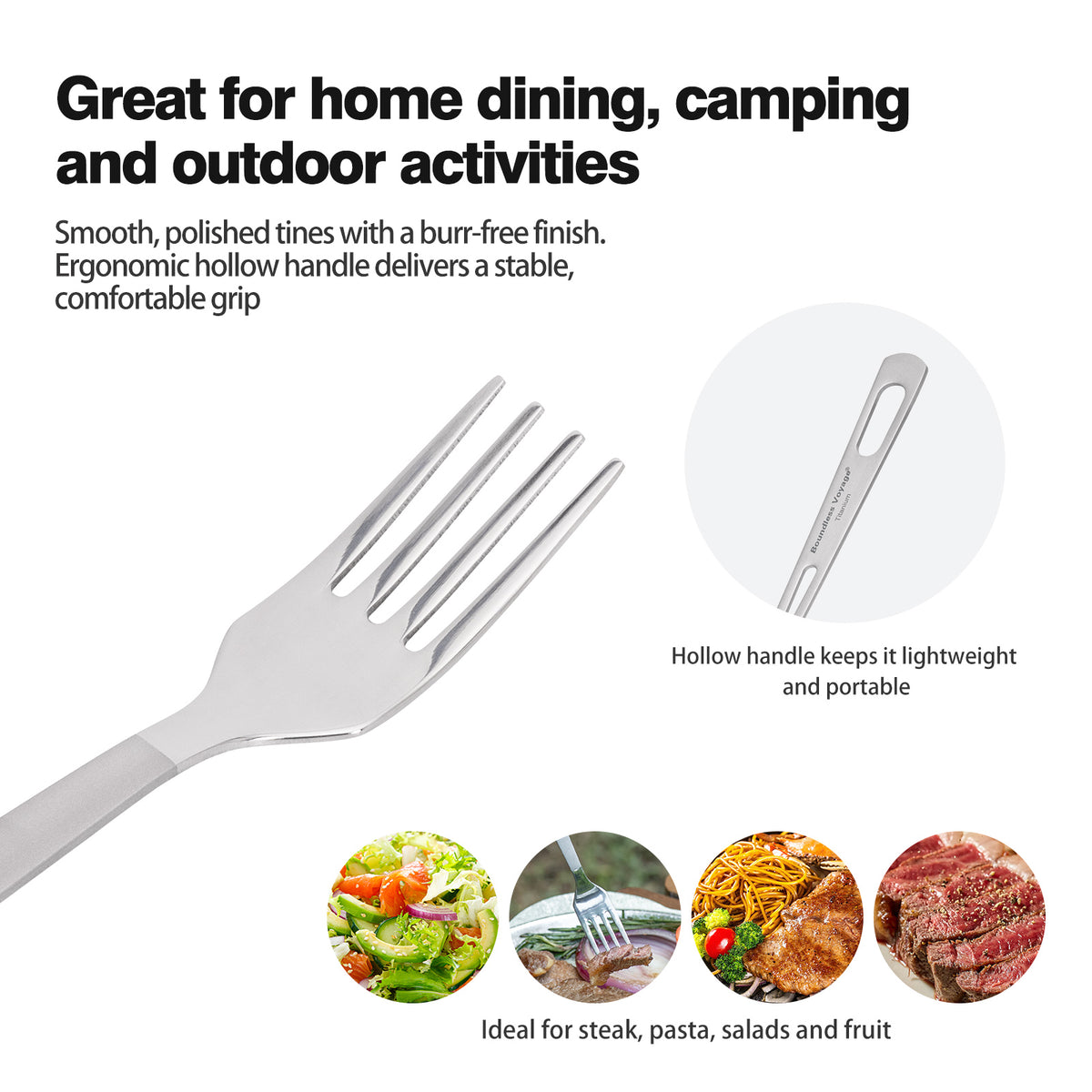 Boundless Voyage Titanium Cutlery Spoon Fork Knife Chopsticks Ultralight Tableware for Camping Hiking Ti1041T-Ti1054T