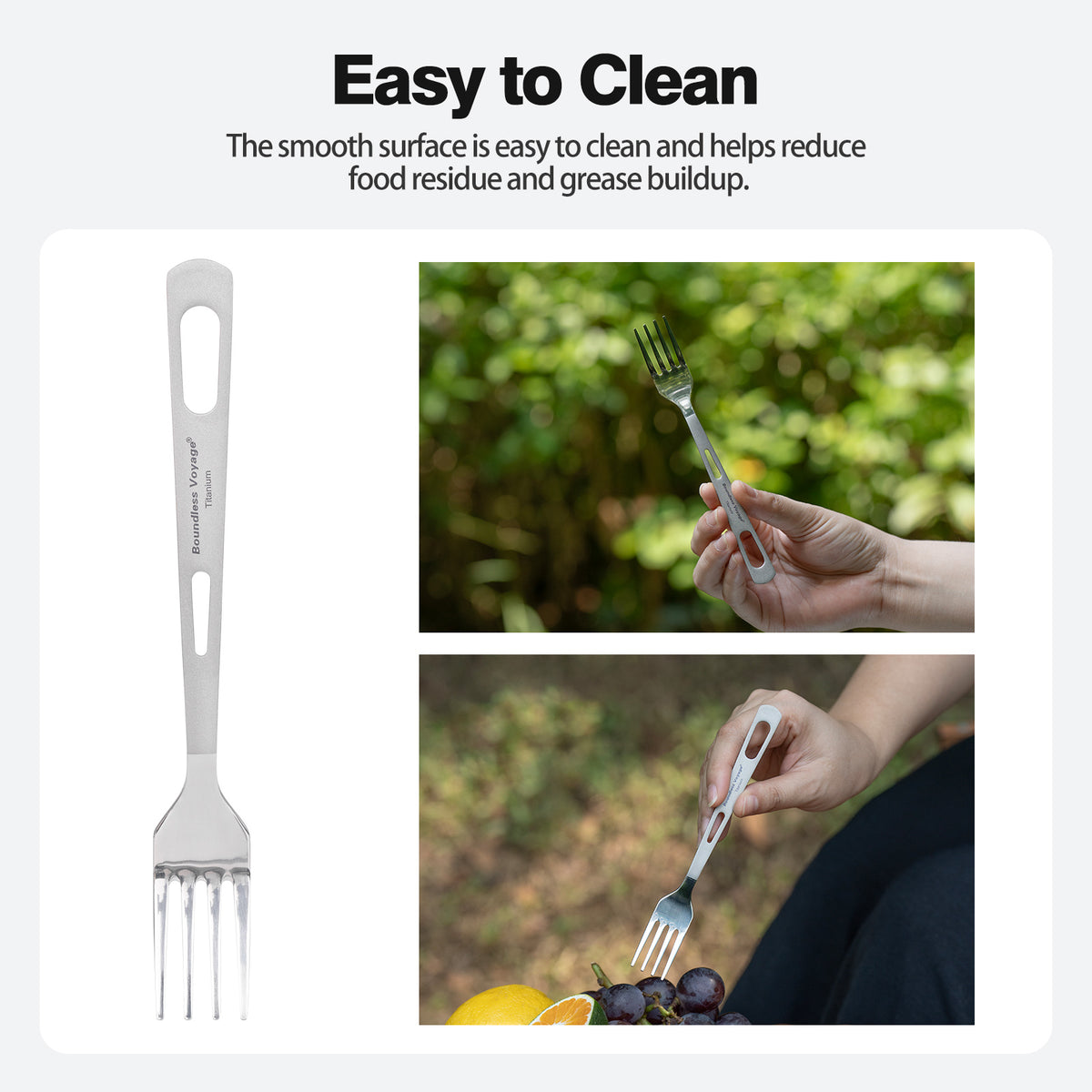Boundless Voyage Titanium Cutlery Spoon Fork Knife Chopsticks Ultralight Tableware for Camping Hiking Ti1041T-Ti1054T