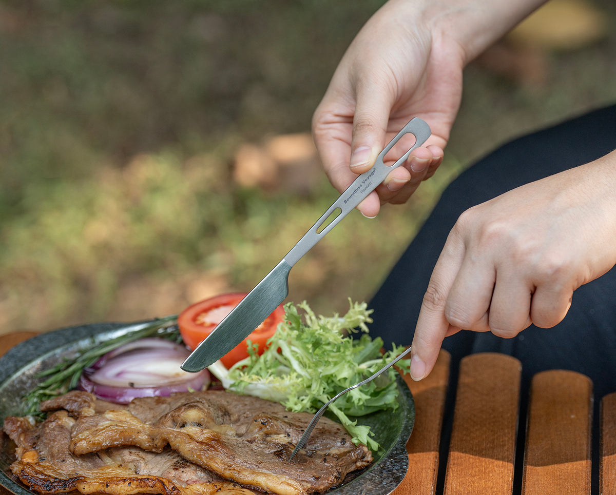 Boundless Voyage Titanium Cutlery Spoon Fork Knife Chopsticks Ultralight Tableware for Camping Hiking Ti1041T-Ti1054T
