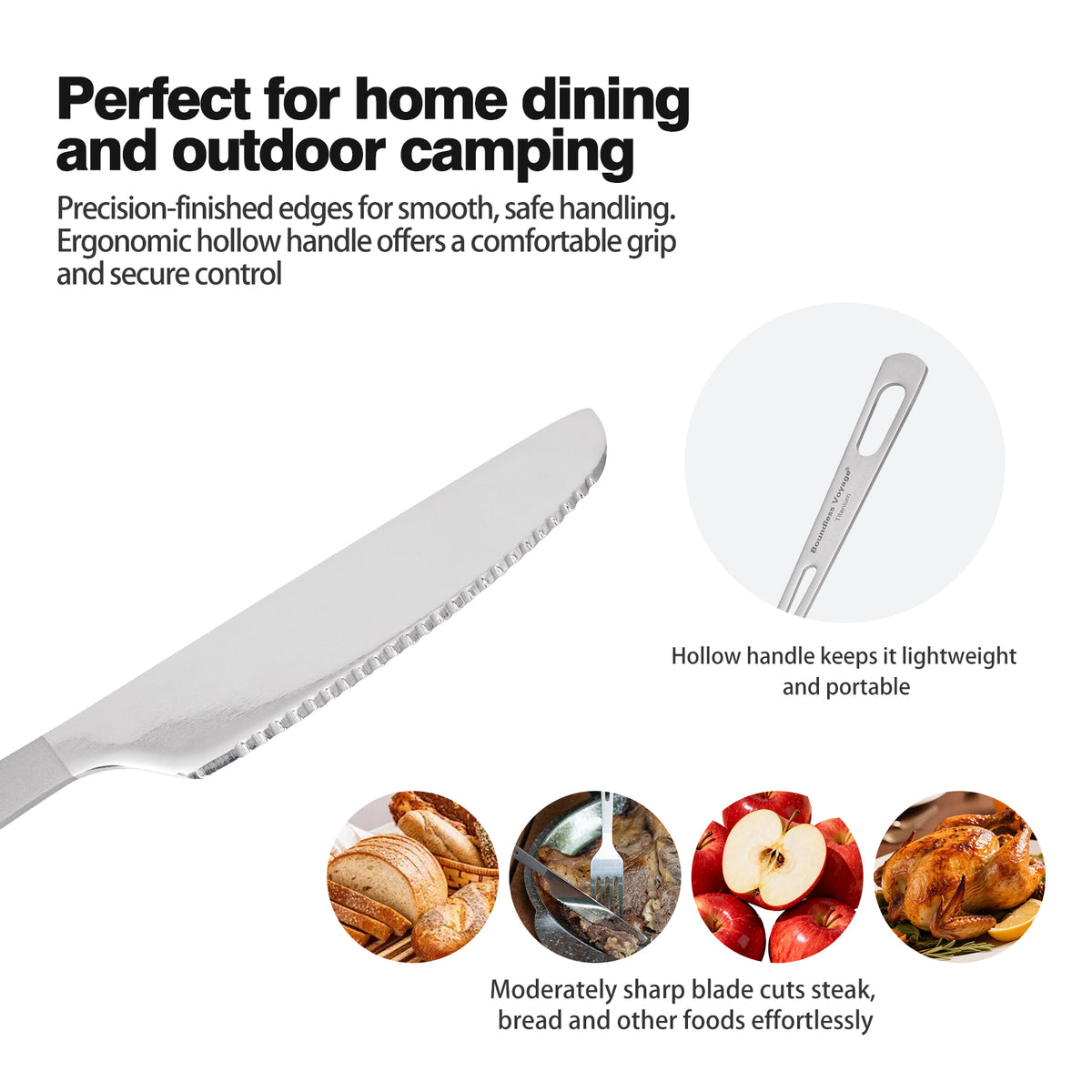 Boundless Voyage Titanium Cutlery Spoon Fork Knife Chopsticks Ultralight Tableware for Camping Hiking Ti1041T-Ti1054T