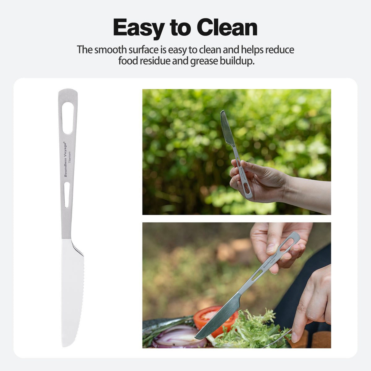 Boundless Voyage Titanium Cutlery Spoon Fork Knife Chopsticks Ultralight Tableware for Camping Hiking Ti1041T-Ti1054T