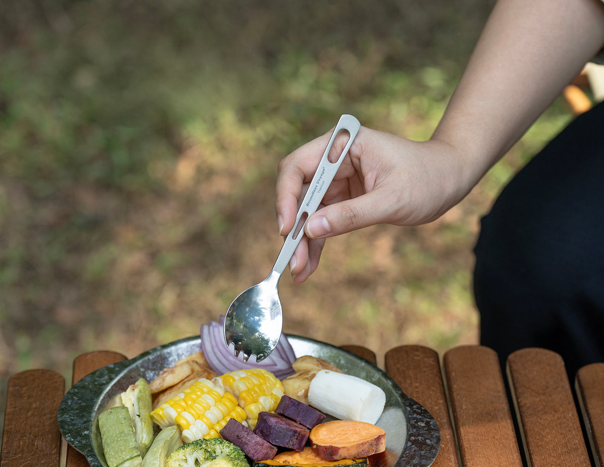 Boundless Voyage Titanium Cutlery Spoon Fork Knife Chopsticks Ultralight Tableware for Camping Hiking Ti1041T-Ti1054T