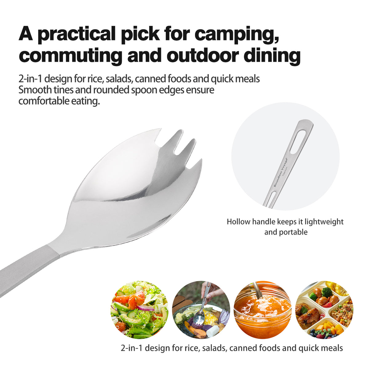 Boundless Voyage Titanium Cutlery Spoon Fork Knife Chopsticks Ultralight Tableware for Camping Hiking Ti1041T-Ti1054T