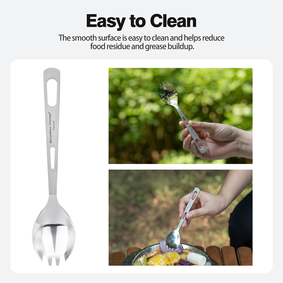 Boundless Voyage Titanium Cutlery Spoon Fork Knife Chopsticks Ultralight Tableware for Camping Hiking Ti1041T-Ti1054T