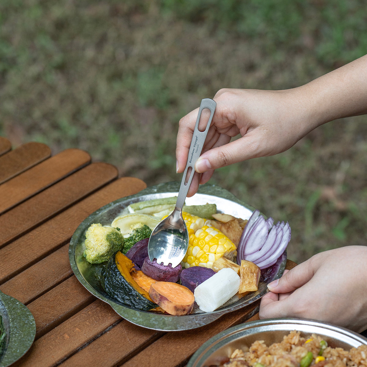 Boundless Voyage Titanium Cutlery Spoon Fork Knife Chopsticks Ultralight Tableware for Camping Hiking Ti1041T-Ti1054T