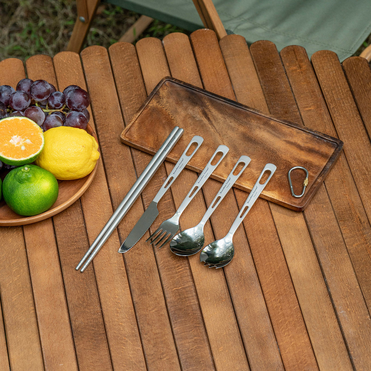 Boundless Voyage Titanium Cutlery Spoon Fork Knife Chopsticks Ultralight Tableware for Camping Hiking Ti1041T-Ti1054T