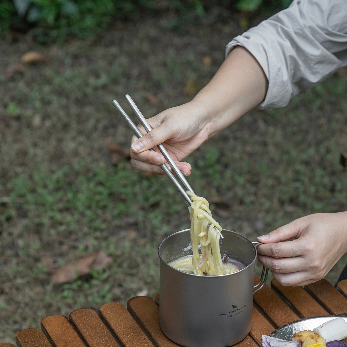Boundless Voyage Titanium Cutlery Spoon Fork Knife Chopsticks Ultralight Tableware for Camping Hiking Ti1041T-Ti1054T