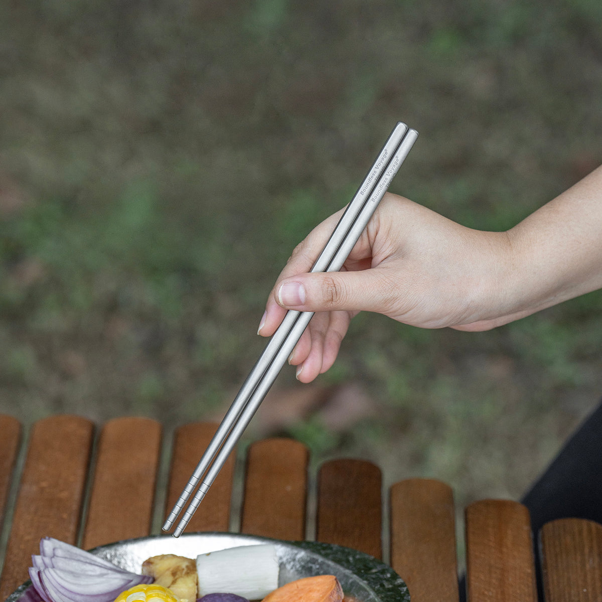 Boundless Voyage Titanium Cutlery Spoon Fork Knife Chopsticks Ultralight Tableware for Camping Hiking Ti1041T-Ti1054T
