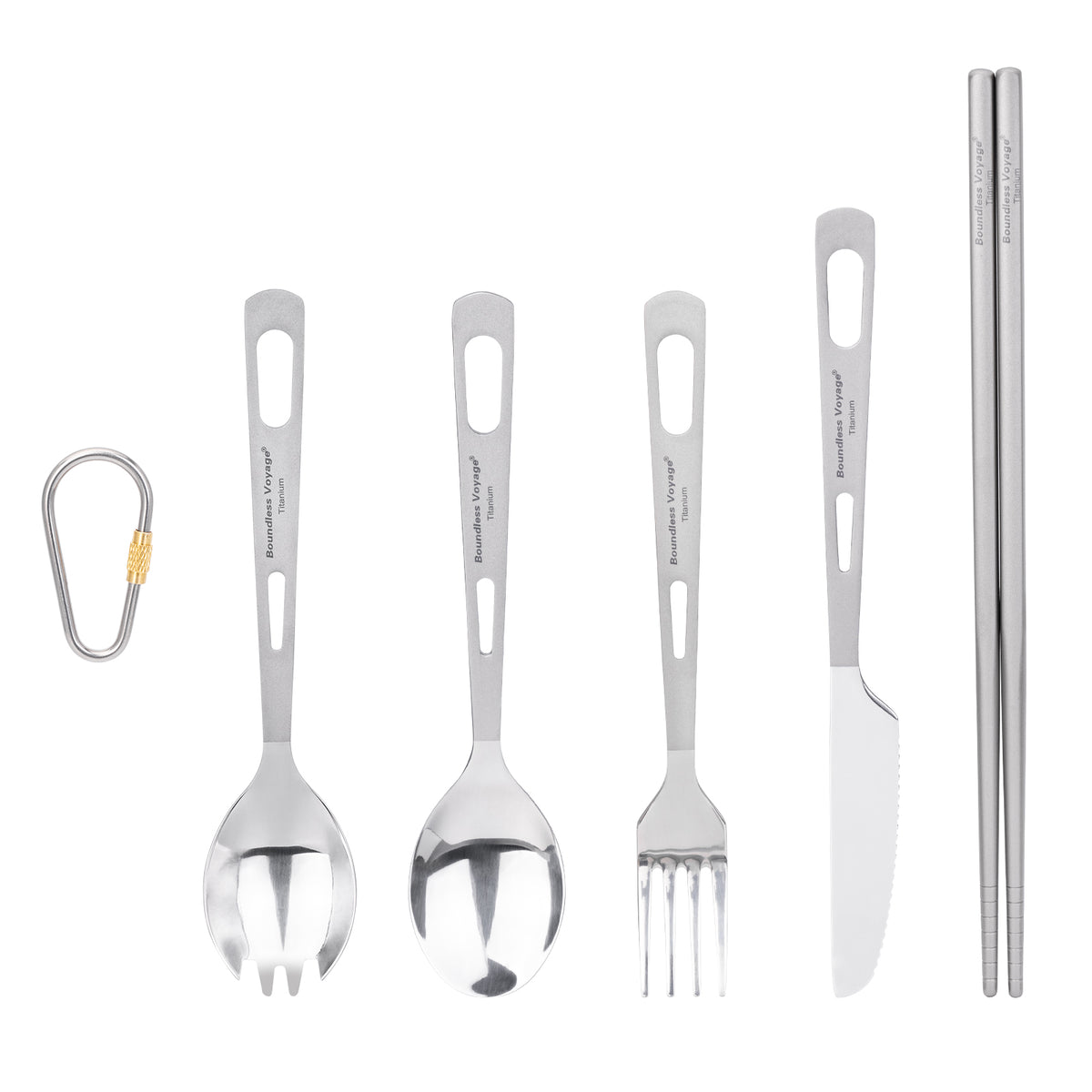 Boundless Voyage Titanium Cutlery Spoon Fork Knife Chopsticks Ultralight Tableware for Camping Hiking Ti1041T-Ti1054T