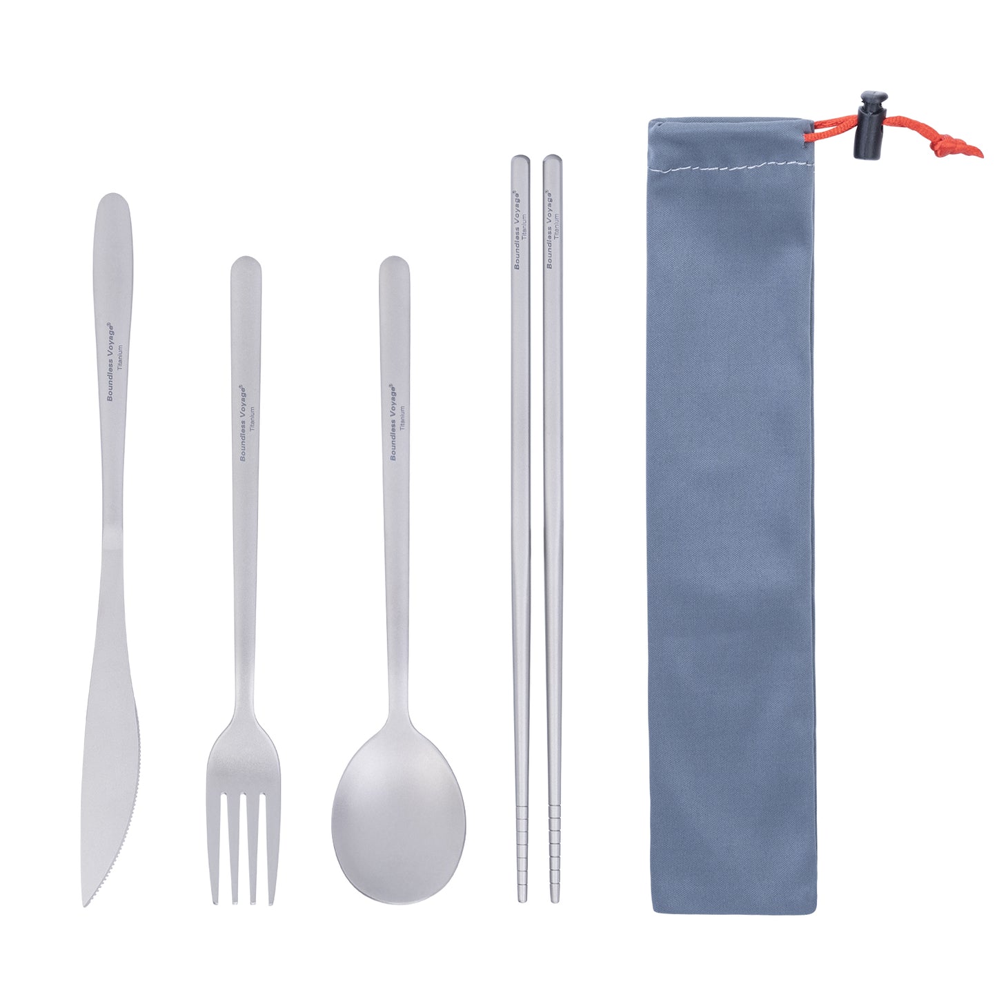 Boundless Voyage Pure Titanium Cutlery Set | Chopsticks Knife Fork Spoon, Ultralight Portable Tableware for Camping Travel Daily Home Use Ti1056T