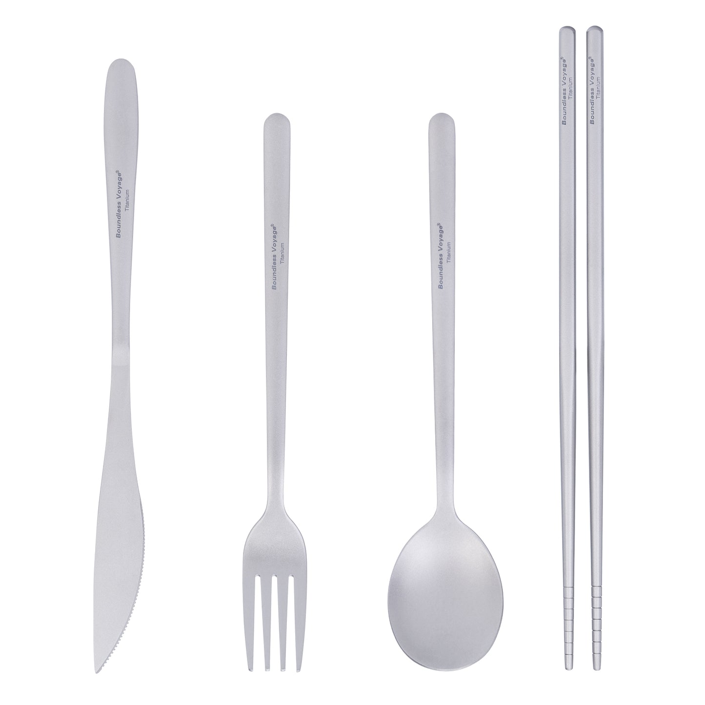 Boundless Voyage Pure Titanium Cutlery Set | Chopsticks Knife Fork Spoon, Ultralight Portable Tableware for Camping Travel Daily Home Use Ti1056T