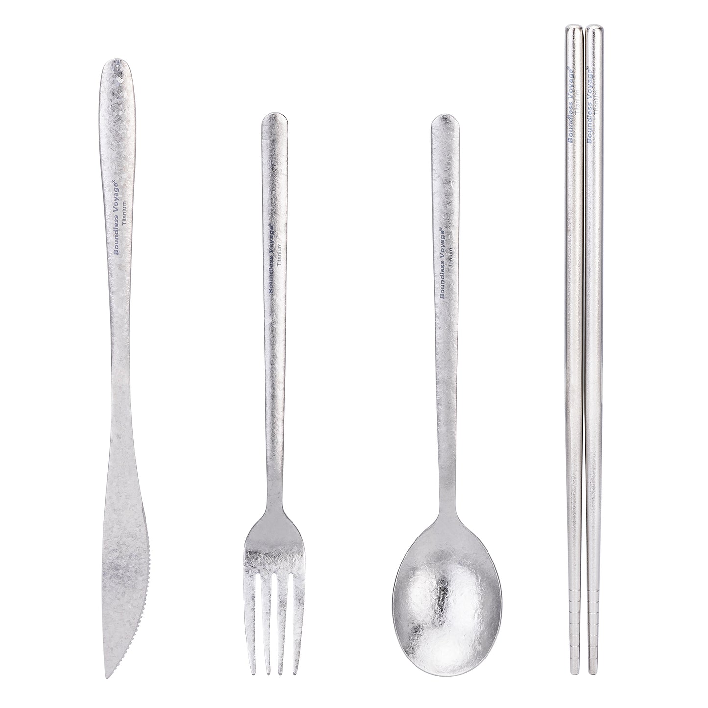 Boundless Voyage Pure Titanium Cutlery Set | Chopsticks Knife Fork Spoon, Ultralight Portable Tableware for Camping Travel Daily Home Use Ti1056T