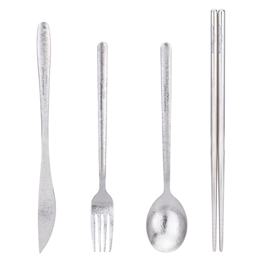 Boundless Voyage Pure Titanium Cutlery Set, Chopsticks Knife Fork & Spoon with Extended Handle, Ultralight Portable Tableware for Camping Travel Daily Home Use Ti1056T