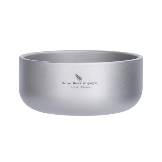 Boundless Voyage Sandblasted Double Walled Pure Titanium Bowl 200ml / 420ml | Ultralight Portable Metal Tableware for Oatmeal, Rice, Soup, Outdoor Camping & Daily Home Use Ti1083T/Ti1084T