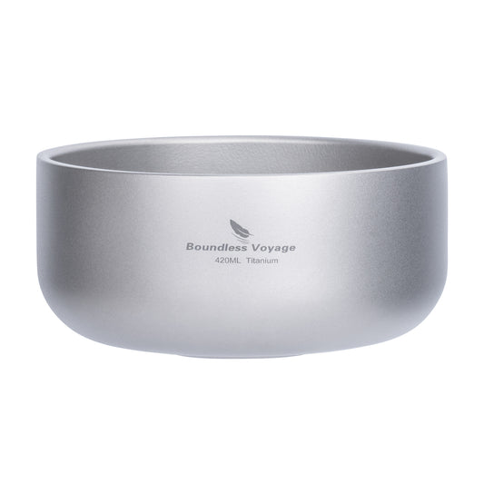 Boundless Voyage Sandblasted Double Walled Pure Titanium Bowl 200ml / 420ml | Ultralight Portable Metal Tableware for Oatmeal, Rice, Soup, Outdoor Camping & Daily Home Use Ti1083T/Ti1084T