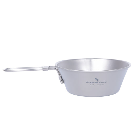 Boundless Voyage Titanium Sierra Bowl Foldable Handle Anti-Drip Spout, 300ml 450ml Camping Bowl Ti1087T-Ti1089T
