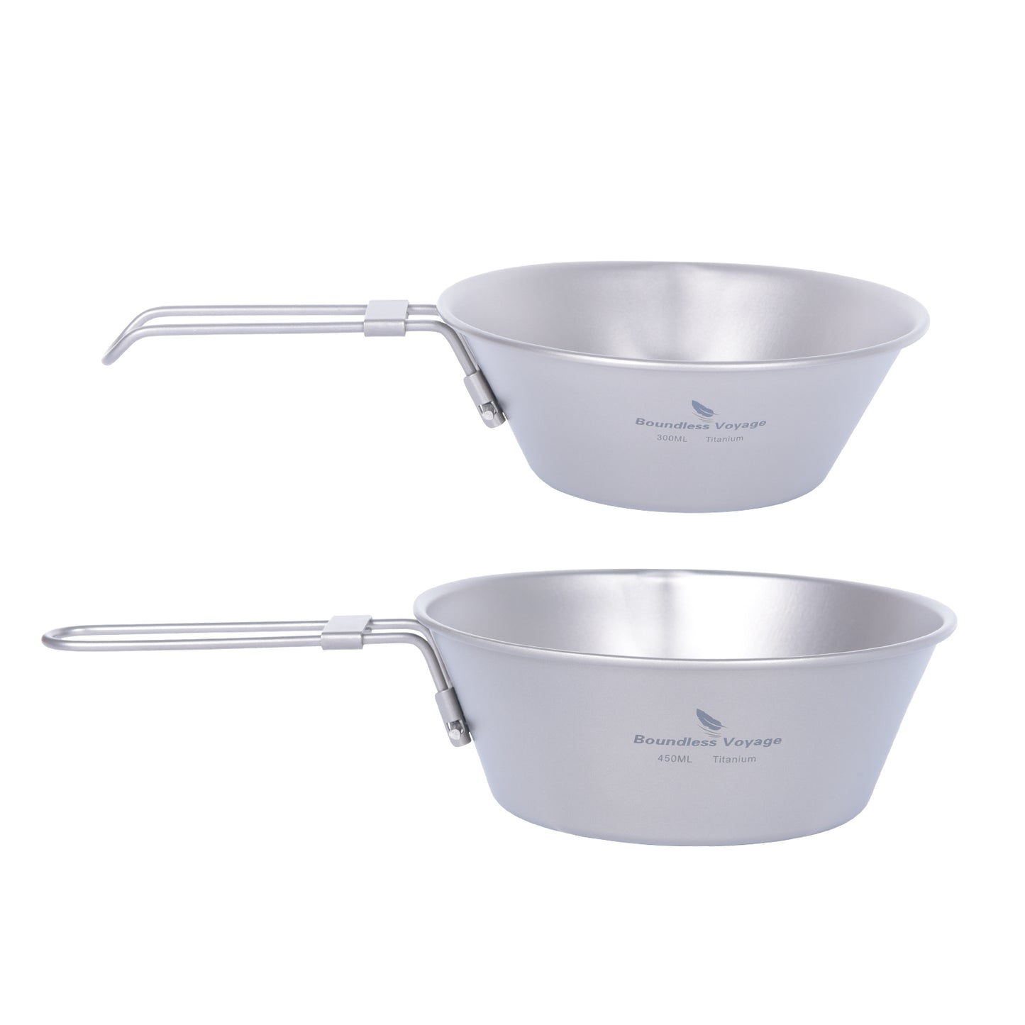 Boundless Voyage Titanium Sierra Bowl Foldable Handle Anti-Drip Spout, 300ml 450ml Camping Bowl Ti1087T-Ti1089T