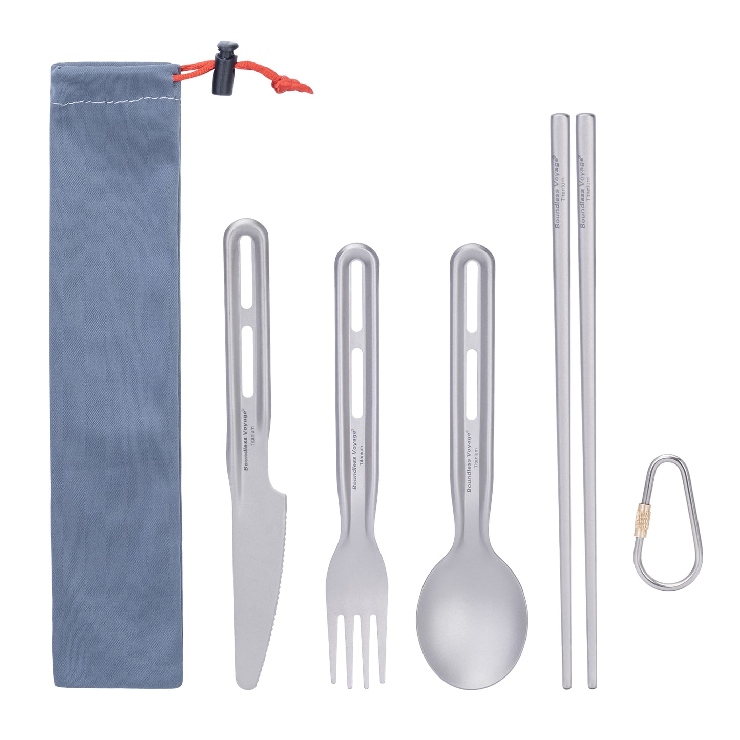 Boundless Voyage Ultralight Titanium Cutlery Set , Knife Spoon Fork Chopsticks Portable Tableware for Camping Travel  Ti1124T/Ti1125T