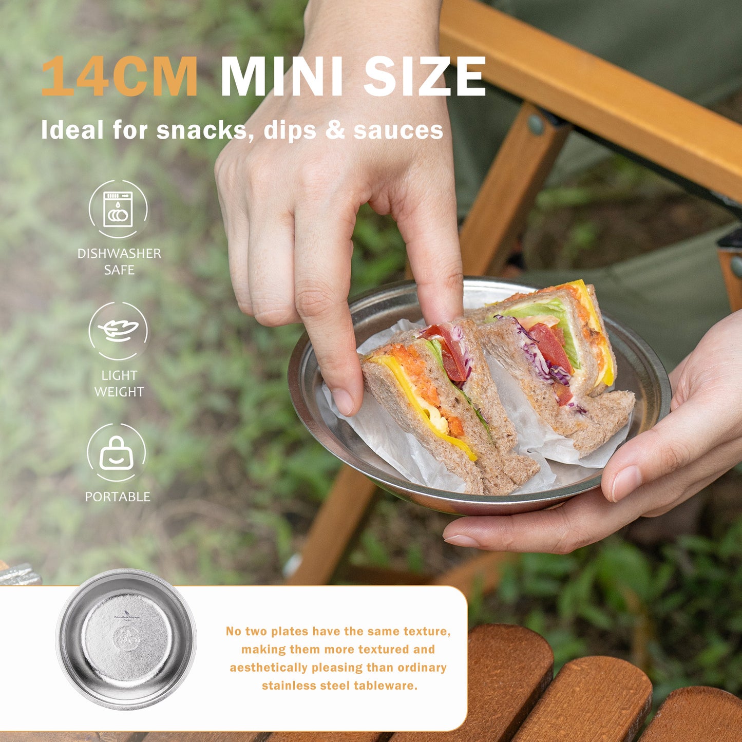 Boundless Voyage Titanium Round Plate 0.5mm Ultralight Coating-Free Dinner Dish for Camping Picnic Home Kitchen Ti1150T-Ti1154T