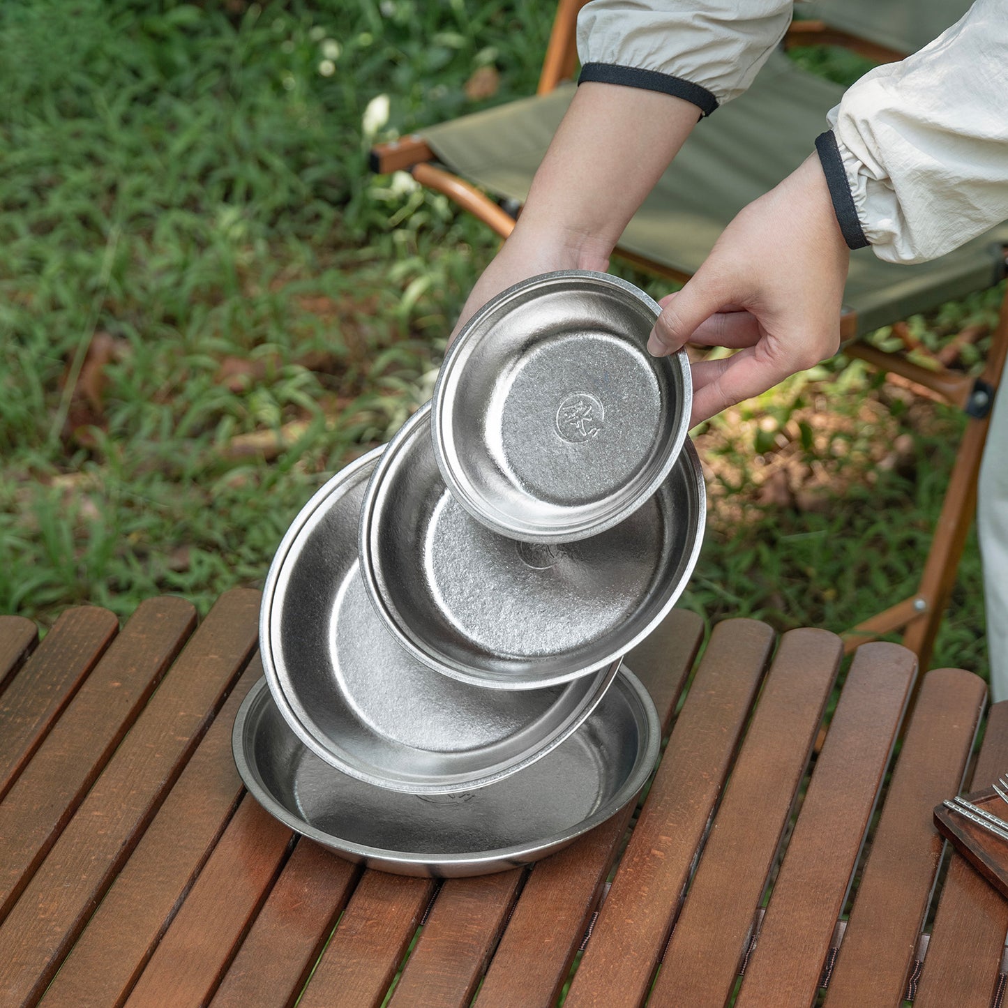 Boundless Voyage Titanium Round Plate 0.5mm Ultralight Coating-Free Dinner Dish for Camping Picnic Home Kitchen Ti1150T-Ti1154T