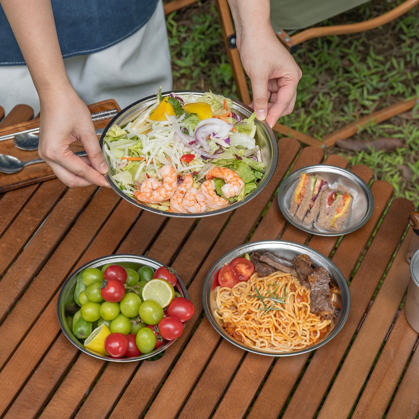 Boundless Voyage Titanium Round Plate 0.5mm Ultralight Coating-Free Dinner Dish for Camping Picnic Home Kitchen Ti1150T-Ti1154T