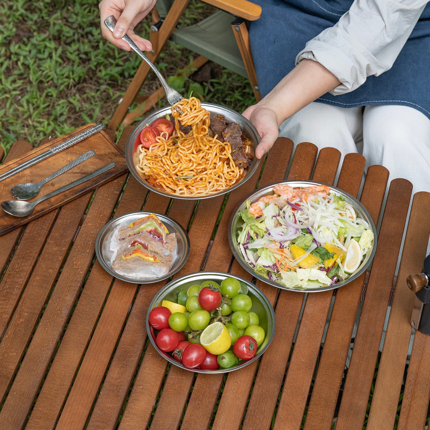 Boundless Voyage Titanium Round Plate 0.5mm Ultralight Coating-Free Dinner Dish for Camping Picnic Home Kitchen Ti1150T-Ti1154T