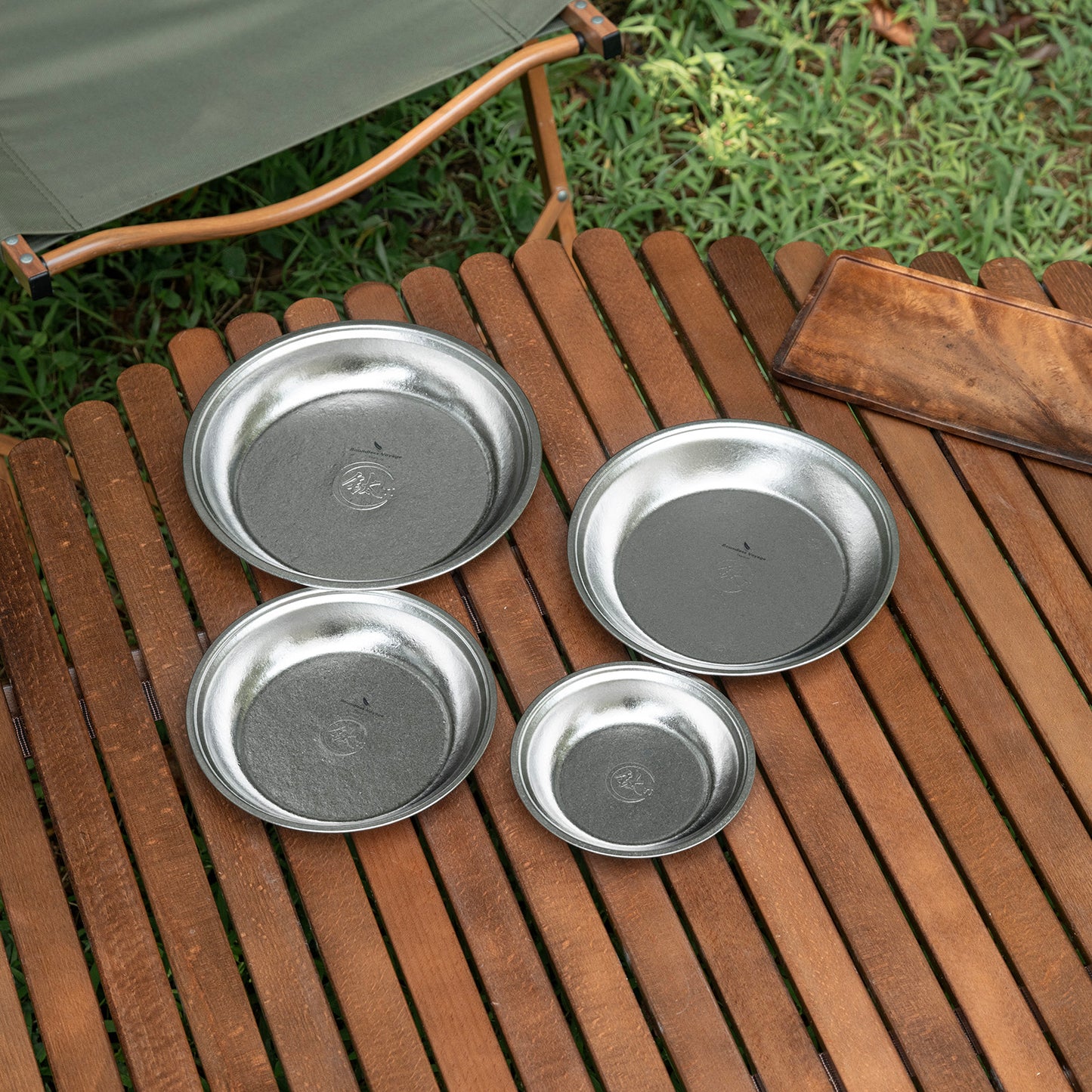 Boundless Voyage Titanium Round Plate 0.5mm Ultralight Coating-Free Dinner Dish for Camping Picnic Home Kitchen Ti1150T-Ti1154T