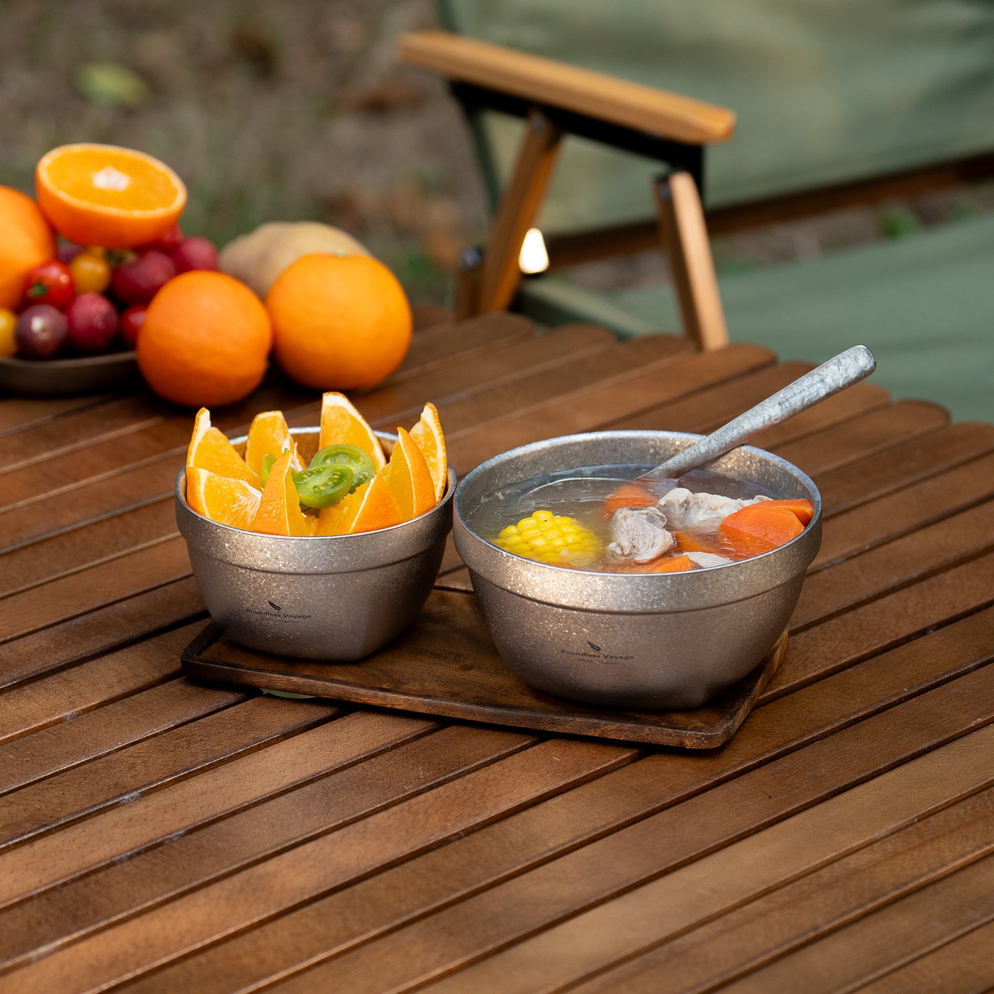 Boundless Voyage Crystallized Double Walled Pure Titanium Bowl 500ml / 800ml | Ultralight Portable Metal Tableware for Oatmeal, Rice, Soup, Outdoor Camping & Daily Home Use Ti1161T-Ti1163T