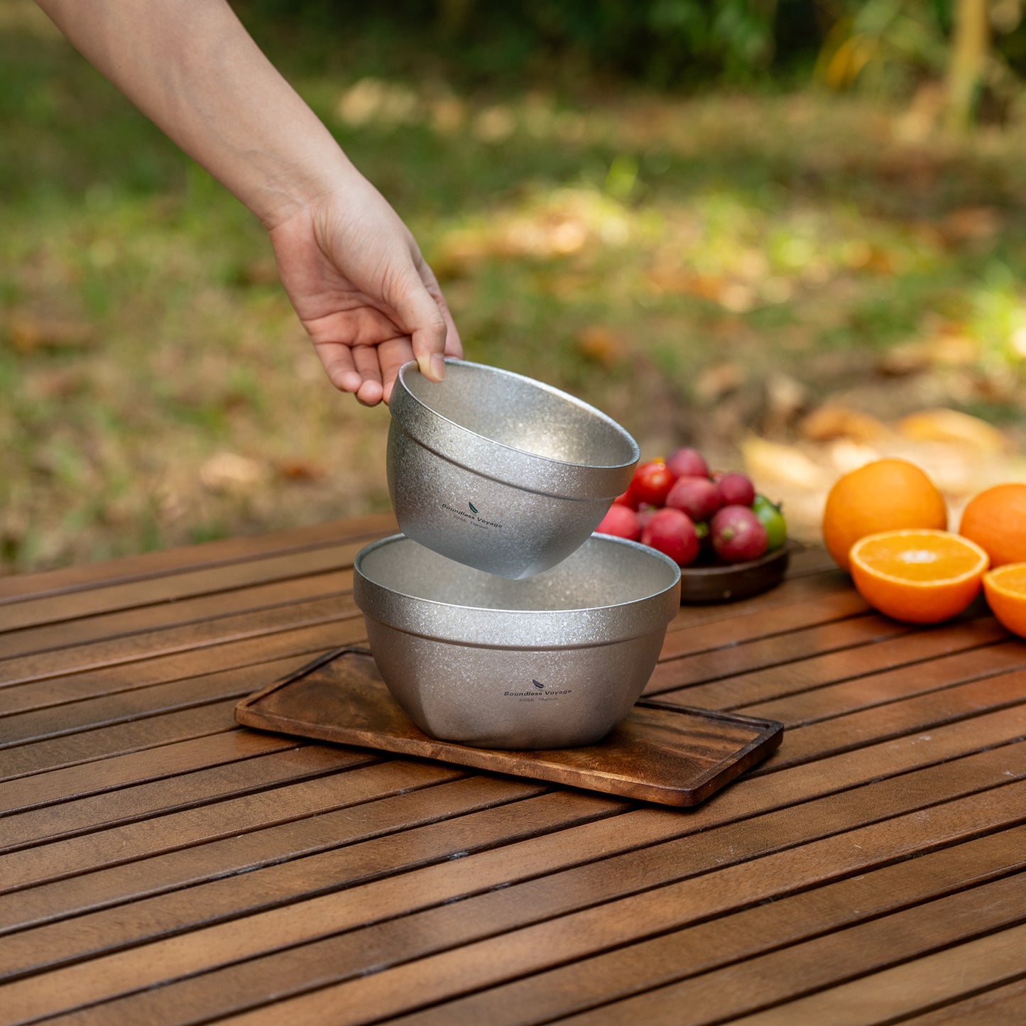 Boundless Voyage Crystallized Double Walled Pure Titanium Bowl 500ml / 800ml | Ultralight Portable Metal Tableware for Oatmeal, Rice, Soup, Outdoor Camping & Daily Home Use Ti1161T-Ti1163T