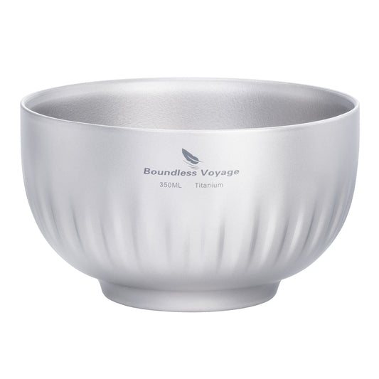 Boundless Voyage 350ml/500ml Double-Wall Pure Titanium Bowl, Ultralight Portable Metal Tableware for Oatmeal, Rice, Soup, Camping & Outdoor Use Ti1164T-Ti1166T