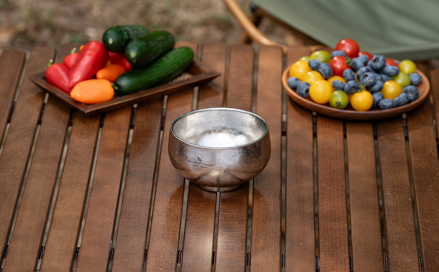 Boundless Voyage High-Temp Crystallized Double Walled Pure Titanium Bowl 380ml / 950ml / 2000ml | Lightweight Reusable Camping Tableware for Hiking Backpacking Picnic & Daily Home Use Ti1167A-Ti1167D